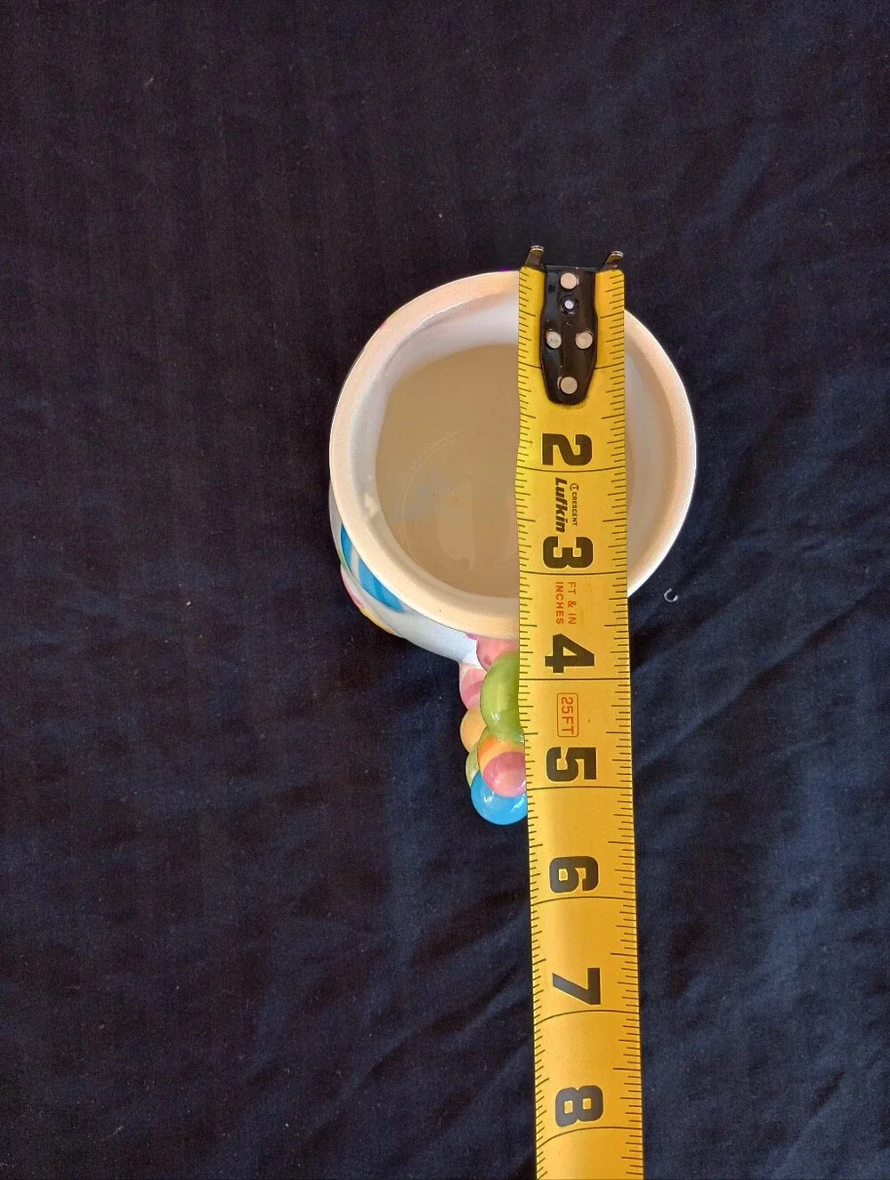 Pier 1 Imports Handpainted Dolomite Easter Egg Polka Dot Colorful Coffee Mug Cup